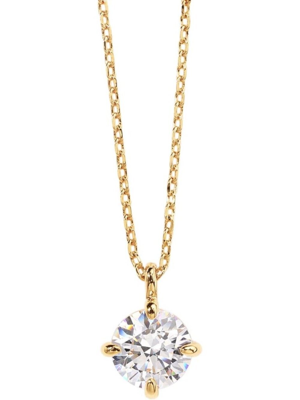 14K Gold Plated Cubic Zirconia Diamond Pendant Necklace for Women | Adjustable S